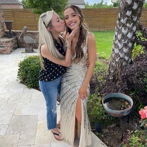 super pretty gold and silver prom dress!!!!! size 2!!!!!